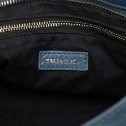 Pre Owned Balenciaga Blue Small Lambskin Motocross Classic City Satchel