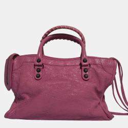 Pre Owned Balenciaga Pink Leather Le City Bag Le City Small Bag
