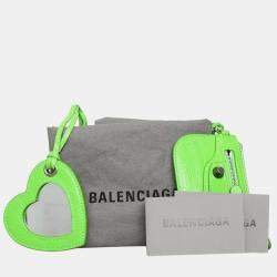 Pre Owned Balenciaga Le Cagole Green Croc Embossed Leather XS Shoulder Bag