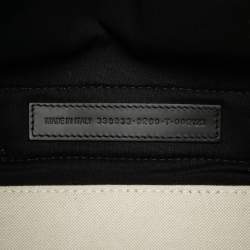 Pre Owned Balenciaga Black White Canvas Navy Cabas Tote S
