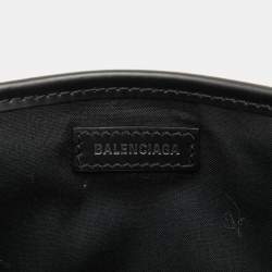 Pre Owned Balenciaga Black White Canvas Navy Cabas Tote S