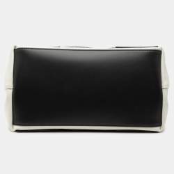 Pre Owned Balenciaga Black White Canvas Navy Cabas Tote S