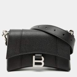 Pre Owned حقيبة كروس بودي داون تاون جلد عجل أسود بالنسياجا الصغيرة جدًا بشكل الساعة الرملية