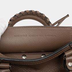 Pre Owned Balenciaga Brown Mini Grained Calfskin Motocross Neo Classic City Satchel