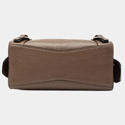 Pre Owned Balenciaga Brown Mini Grained Calfskin Motocross Neo Classic City Satchel