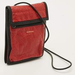 Pre Owned Balenciaga Explorer Red/Black Leather Crossbody Bag