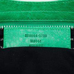 Pre Owned Balenciaga Green Lambskin Motocross City Giant Brogues Satchel