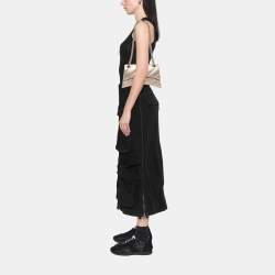 Pre Owned Balenciaga Brown Small Metallic Calfskin Crush Chain Shoulder Bag