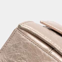 Pre Owned Balenciaga Brown Small Metallic Calfskin Crush Chain Shoulder Bag