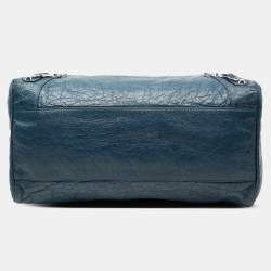 Pre Owned Balenciaga Blue Lambskin Motocross Classic Velo Satchel