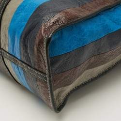 Pre Owned Balenciaga Bazar Large Multicolor Striped Leather Shopper Tote