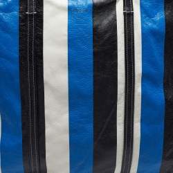 Pre Owned Balenciaga Bazar XL Tricolor Striped Leather Shopper Tote
