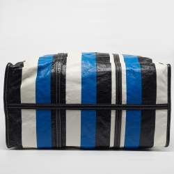 Pre Owned Balenciaga Bazar XL Tricolor Striped Leather Shopper Tote