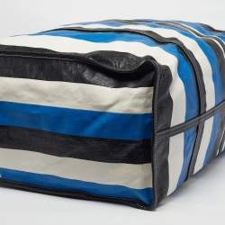 Pre Owned Balenciaga Bazar XL Tricolor Striped Leather Shopper Tote