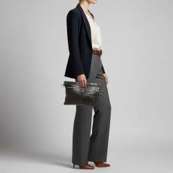 Pre Owned Balenciaga Clip M Classic Hardware Black Leather Clutch