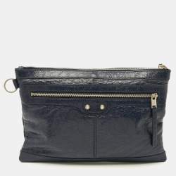 مملوكة مسبقًا حقيبة كلتش بالنسياغا كلاسيك كليب إم أرينا جلد رصاصي