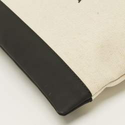 Pre Owned حقيبة كلتش بالنسياغا بحري بيج/أسود قماش وجلد نوبيوك