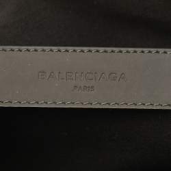 Pre Owned حقيبة كلتش بالنسياغا بحري بيج/أسود قماش وجلد نوبيوك