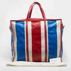 Pre Owned Balenciaga Bazar XL Multicolor Striped Leather Shopper Tote
