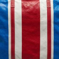 Pre Owned Balenciaga Bazar XL Multicolor Striped Leather Shopper Tote