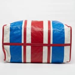 Pre Owned Balenciaga Bazar XL Multicolor Striped Leather Shopper Tote