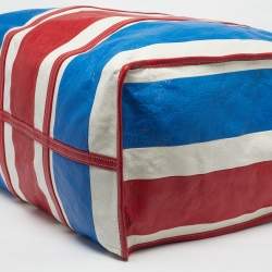 Pre Owned Balenciaga Bazar XL Multicolor Striped Leather Shopper Tote