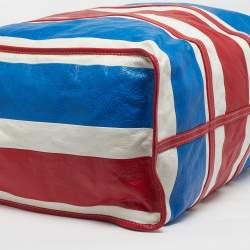 Pre Owned Balenciaga Bazar XL Multicolor Striped Leather Shopper Tote