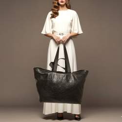 Pre Owned Balenciaga Carry Medium Black Leather Shopper Tote