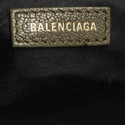 Pre Owned Balenciaga Metallic Edge City Mini Dark Green Leather Tote