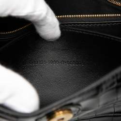 Pre Owned Balenciaga Black Croc Embossed Leather Downtown Crossbody XS