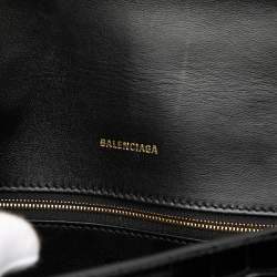 Pre Owned Balenciaga Black Croc Embossed Leather Downtown Crossbody XS