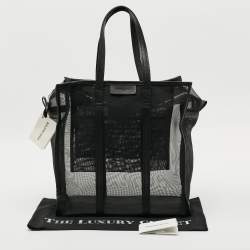 مملوكة مسبقًا Balenciaga Bazar Medium Black Mesh Nylon and Leather Tote