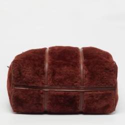 Pre Owned Balenciaga Bazar Medium Brown Shearling and Leather Tote