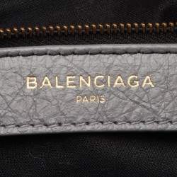 Pre Owned Balenciaga Classic City Grey Leather Graffiti Print Tote