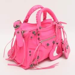 مملوكة مسبقًا Balenciaga Neo Cagole Small Neon Pink Leather Tote
