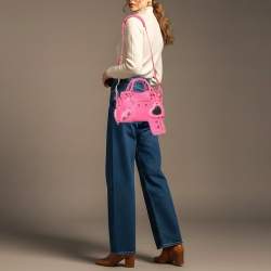 مملوكة مسبقًا Balenciaga Neo Cagole Small Neon Pink Leather Tote