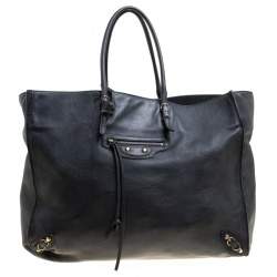 مملوكة مسبقًا Balenciaga Black Leather Papier A4 Tote