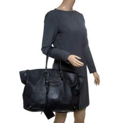 مملوكة مسبقًا Balenciaga Black Leather Papier A4 Tote