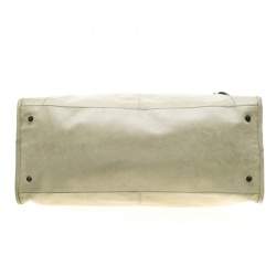 مملوكة مسبقًا  حقيبة يد بالنسياغا ورك معدن نحاس أصفر بارز وجلد زرقاء مخضرة