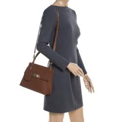 مملوكة مسبقًا Balenciaga Brown Leather Le Dix Cartable Top Handle Bag