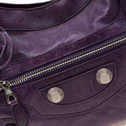 Pre Owned Balenciaga Purple Leather GH City Tote