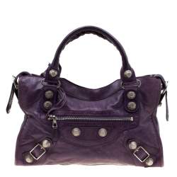 Balenciaga Purple Leather GH City Tote