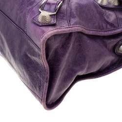 Pre Owned Balenciaga Purple Leather GH City Tote