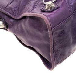 Pre Owned Balenciaga Purple Leather GH City Tote