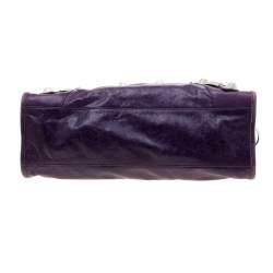 Pre Owned Balenciaga Purple Leather GH City Tote