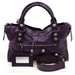 Pre Owned Balenciaga Purple Leather GH City Tote