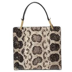 Pre Owned Balenciaga Cream Python Le Dix Cartable S Top Handle Bag