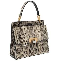 Pre Owned Balenciaga Cream Python Le Dix Cartable S Top Handle Bag