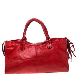 Pre Owned Balenciaga Orange Leather RH Part Time Tote
