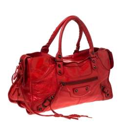 Pre Owned Balenciaga Orange Leather RH Part Time Tote